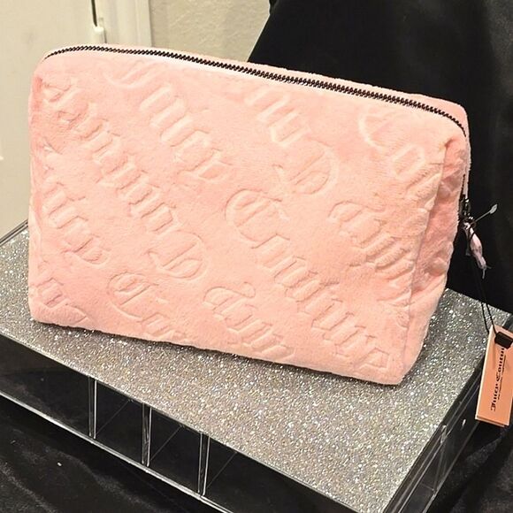 Juicy Couture JC Signature Logo Velour Cosmetic Pouch - Picture 5 of 6